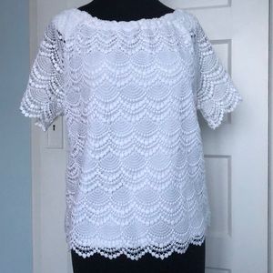NWOT Talbots lined white lace top | M